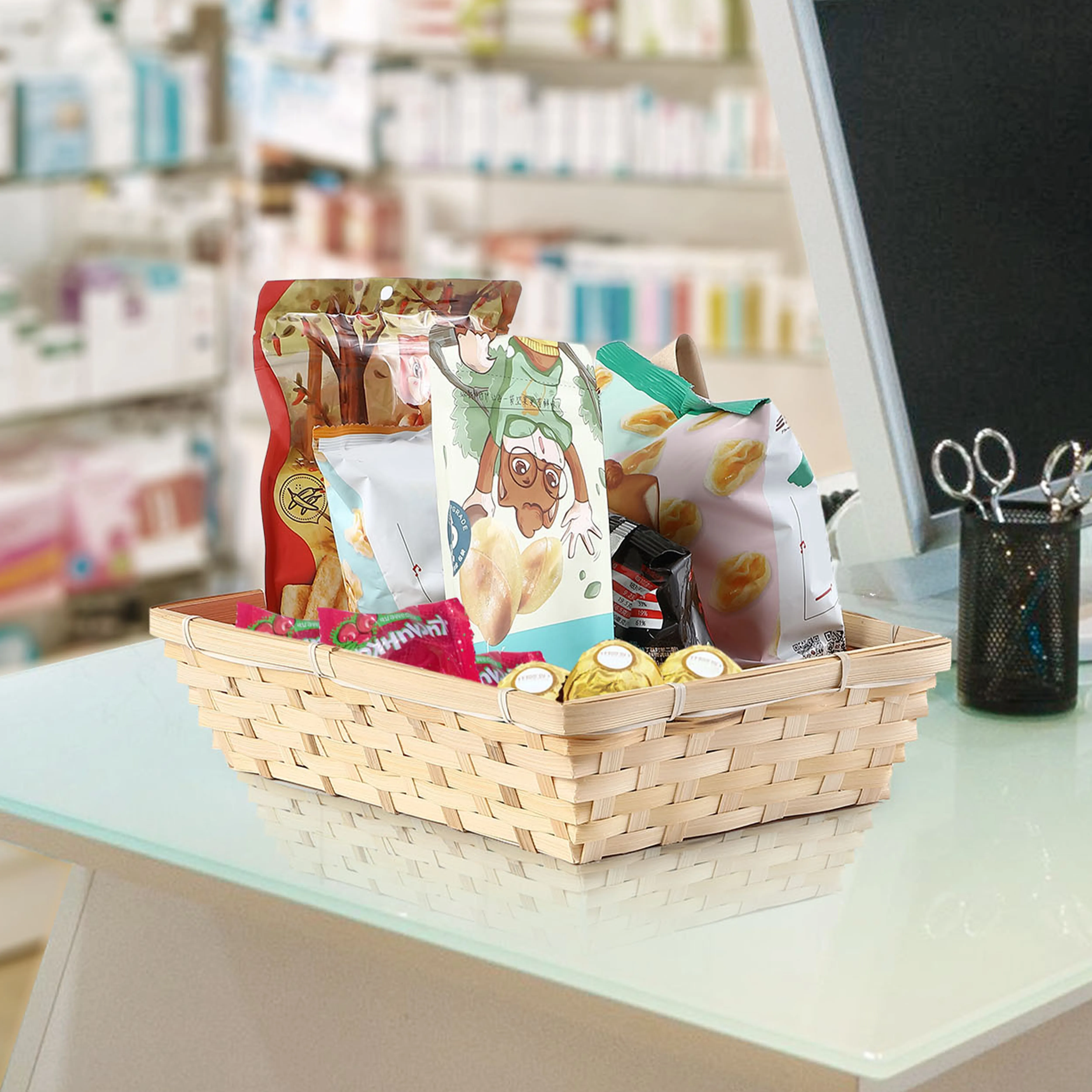 26cm Bamboo Packing Basket Tray