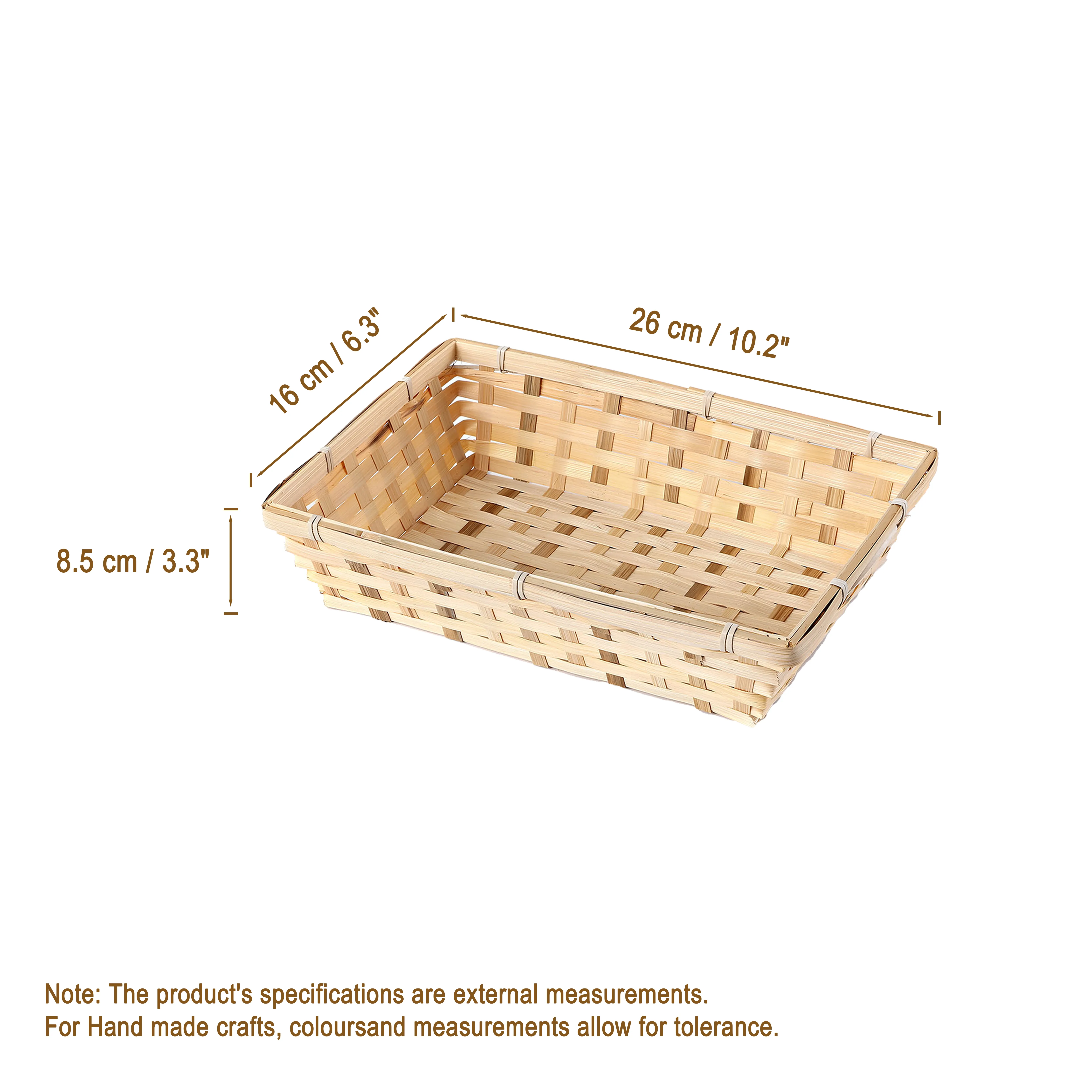 26cm Bamboo Packing Basket Tray