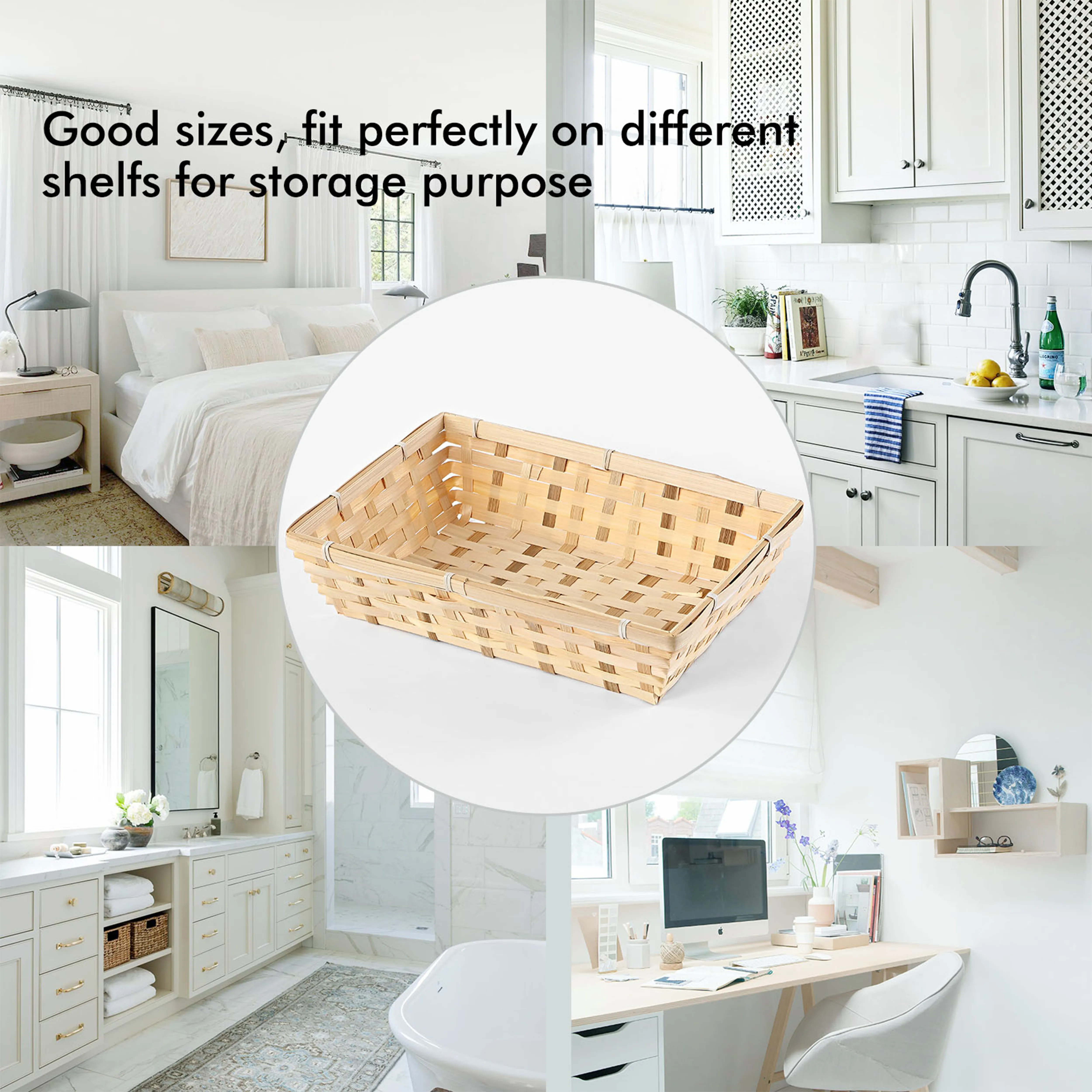 26cm Bamboo Packing Basket Tray