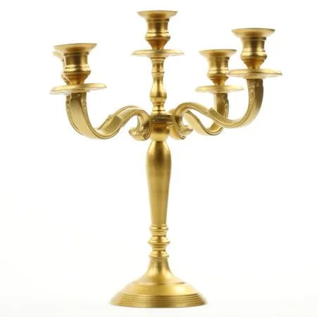 5 Arm Candle Holder Centerpiece, 12" Gold