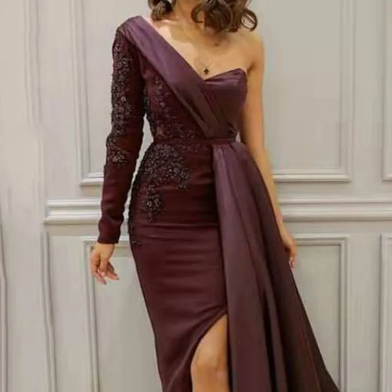 Bohemian Chic Wedding Guest Dress Evening Dress Women's Dinner Catwalk Long Slit Slimming Large Size Slim Fit