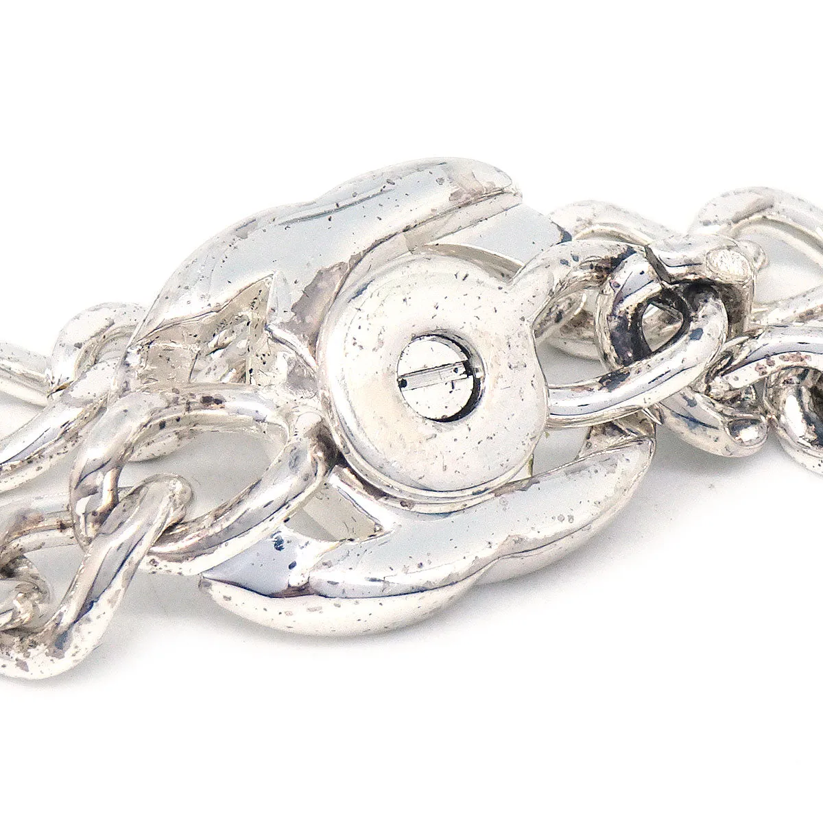 Chanel 1997 CC Turnlock Silver Chain Pendant Necklace 97P