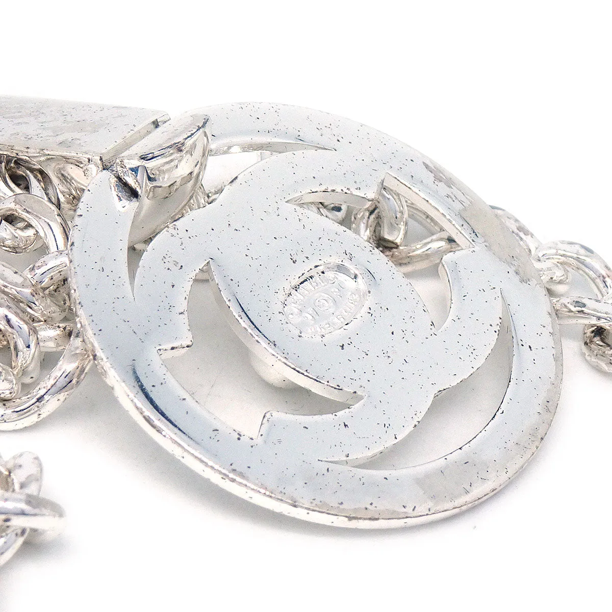 Chanel 1997 CC Turnlock Silver Chain Pendant Necklace 97P