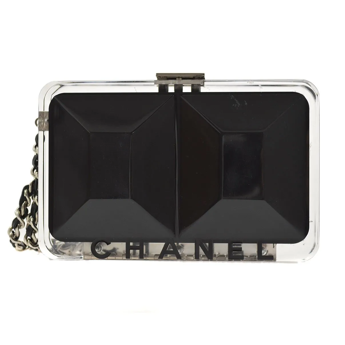 CHANEL 2004-2005 Black acrylic Evening Bag ao24589