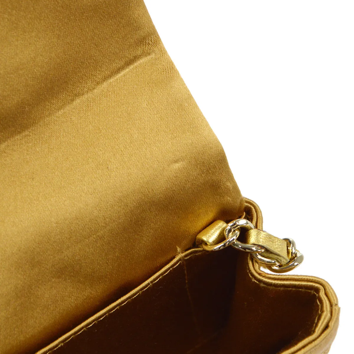 CHANEL 2006-2008 Evening Bag Gold Satin 78339