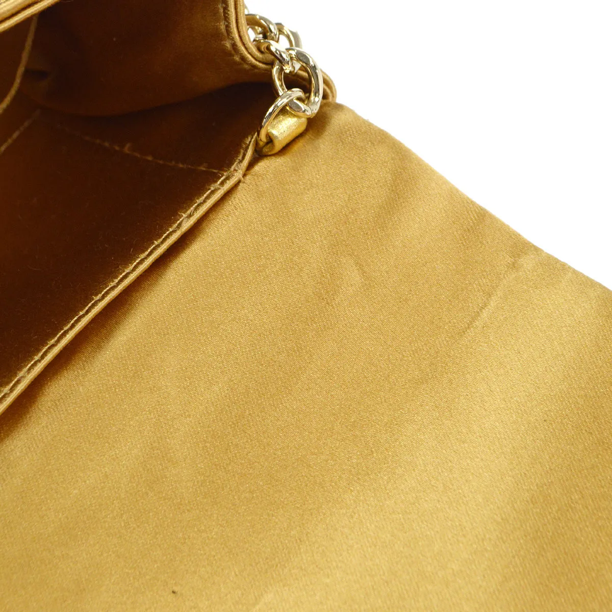 CHANEL 2006-2008 Evening Bag Gold Satin 78339