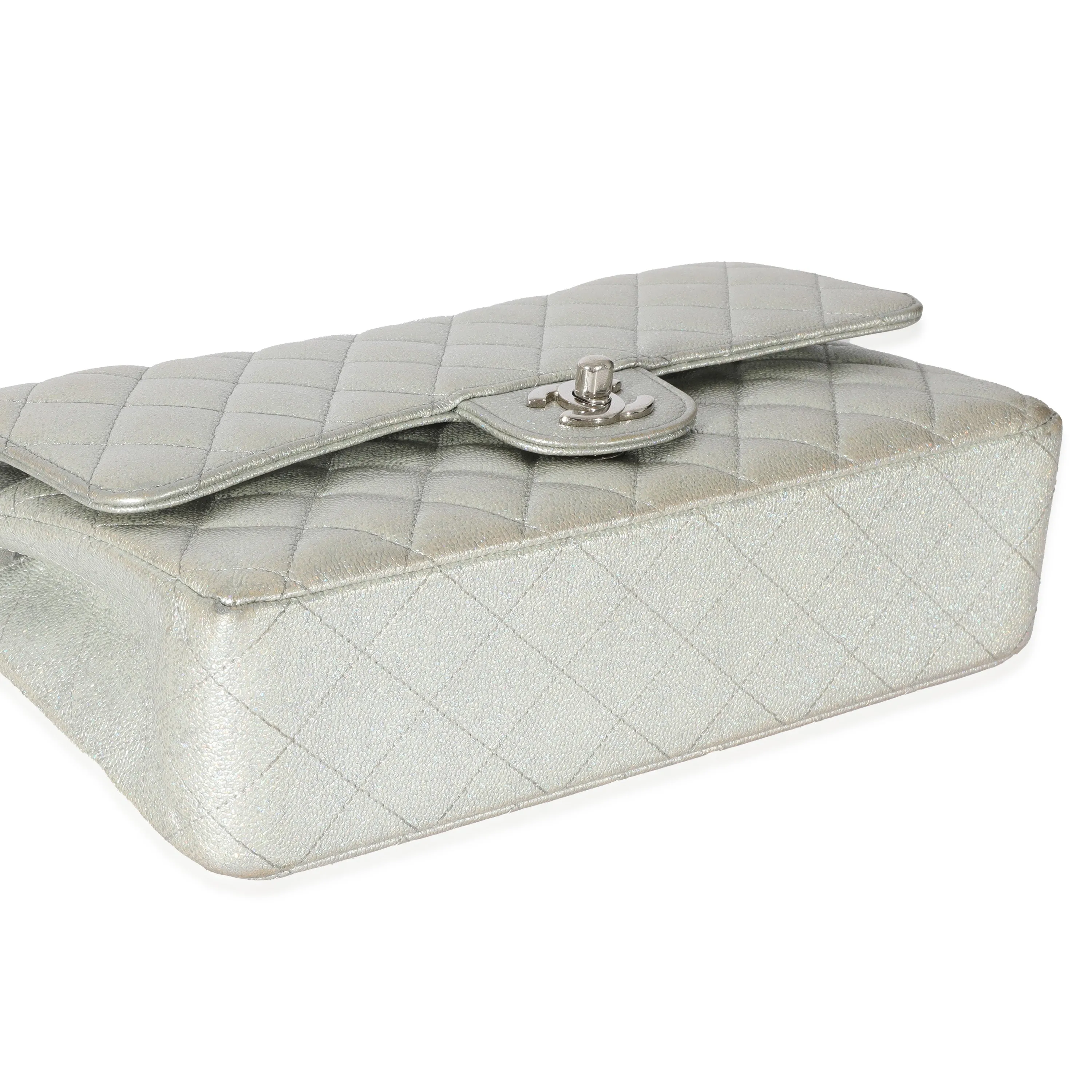CHANEL 21K Glitter Caviar Medium Classic Double Flap Bag