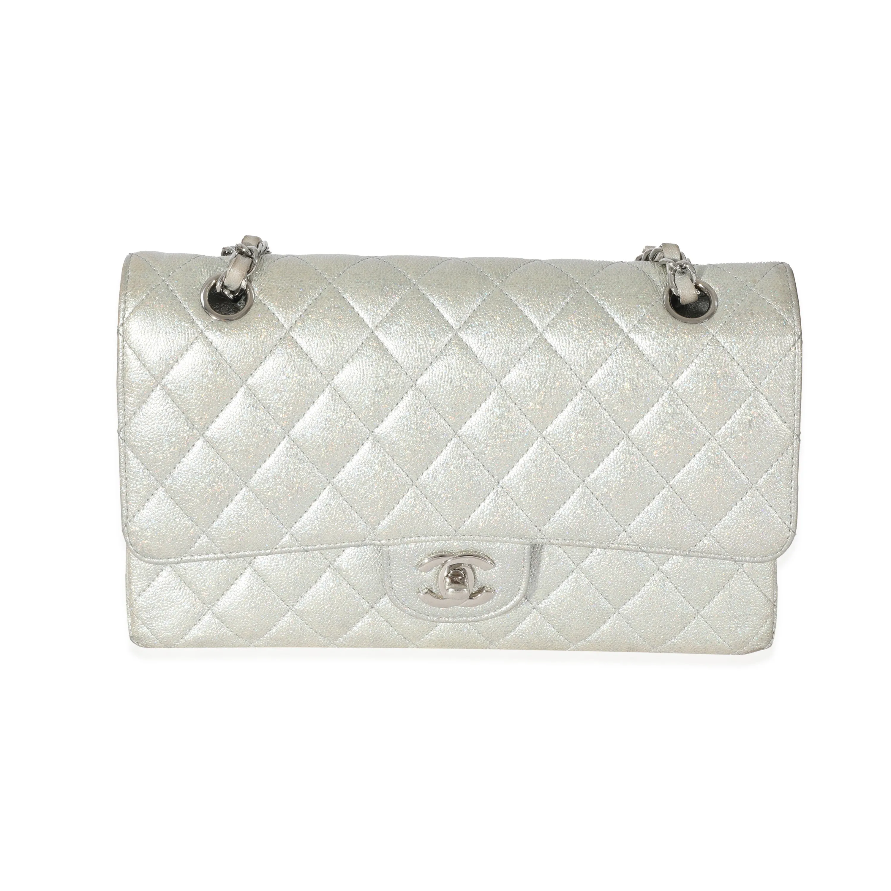 CHANEL 21K Glitter Caviar Medium Classic Double Flap Bag