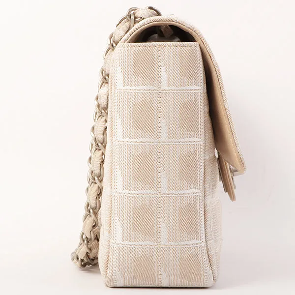 Chanel Around 2001 Made New Travel Line Turn-Lock Chain Bag Beige