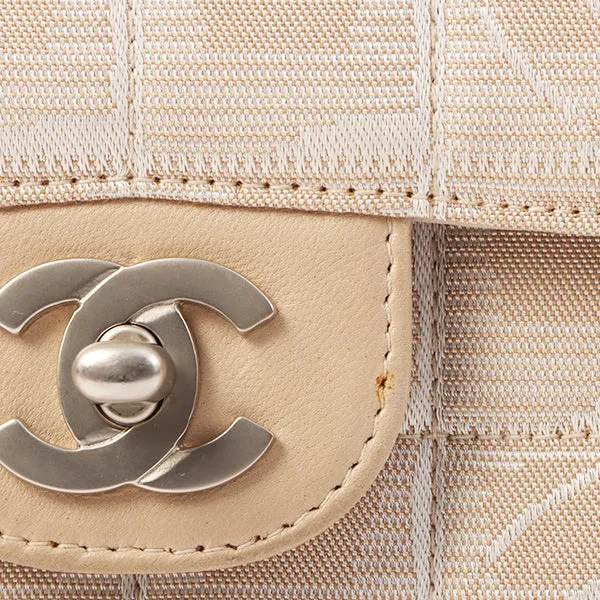 Chanel Around 2001 Made New Travel Line Turn-Lock Chain Bag Beige