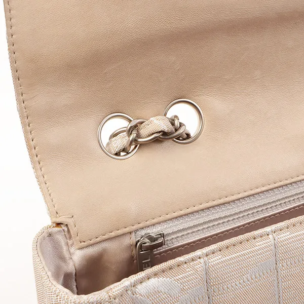 Chanel Around 2001 Made New Travel Line Turn-Lock Chain Bag Beige