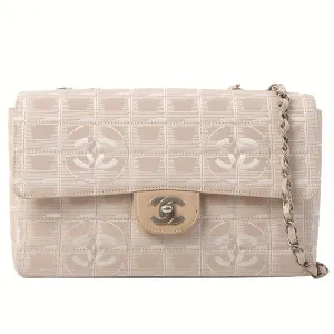 Chanel Around 2001 Made New Travel Line Turn-Lock Chain Bag Beige