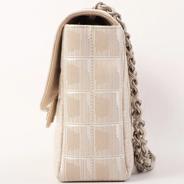 Chanel Around 2001 Made New Travel Line Turn-Lock Chain Bag Beige