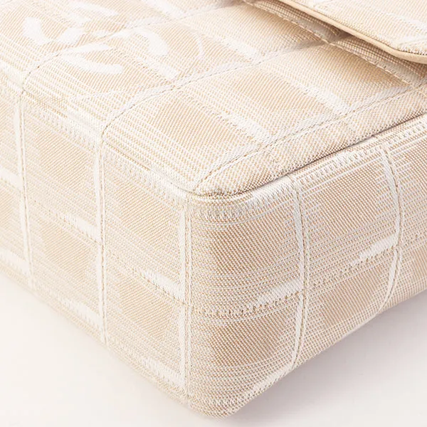 Chanel Around 2001 Made New Travel Line Turn-Lock Chain Bag Beige