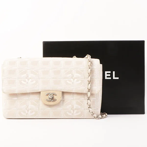 Chanel Around 2001 Made New Travel Line Turn-Lock Chain Bag Beige