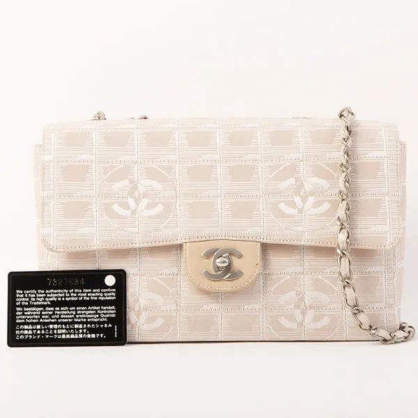 Chanel Around 2001 Made New Travel Line Turn-Lock Chain Bag Beige