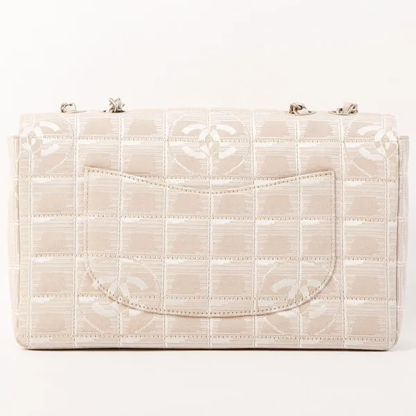 Chanel Around 2001 Made New Travel Line Turn-Lock Chain Bag Beige