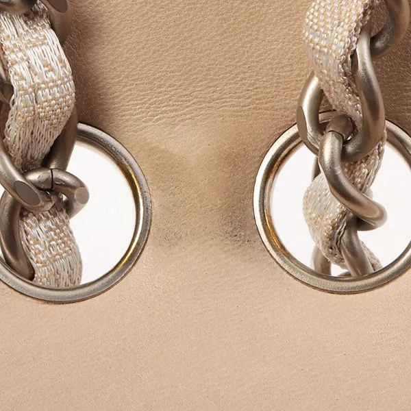 Chanel Around 2001 Made New Travel Line Turn-Lock Chain Bag Beige