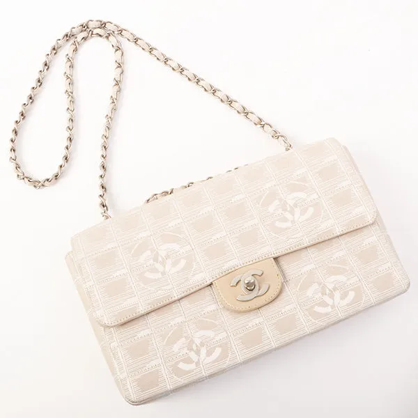 Chanel Around 2001 Made New Travel Line Turn-Lock Chain Bag Beige