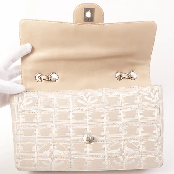 Chanel Around 2001 Made New Travel Line Turn-Lock Chain Bag Beige