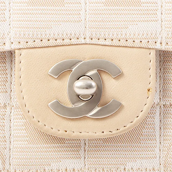 Chanel Around 2001 Made New Travel Line Turn-Lock Chain Bag Beige