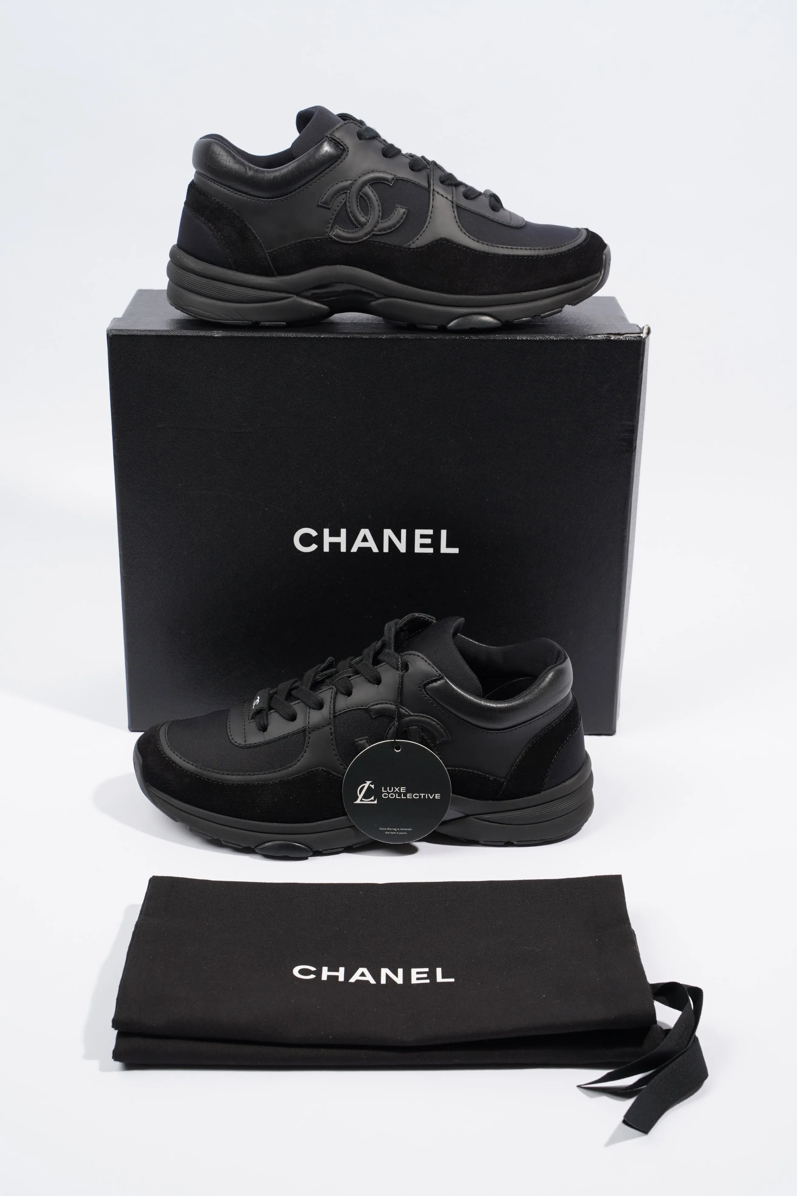 Chanel CC Logo Sneaker Black Suede EU 37.5 UK 4.5