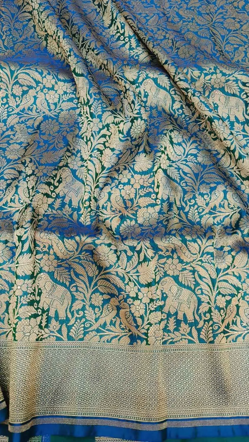 Exquisite Blue Banarasi Handloom Silk Saree