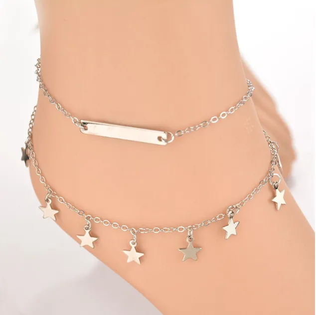 Exquisite double-decker star pendant anklet female