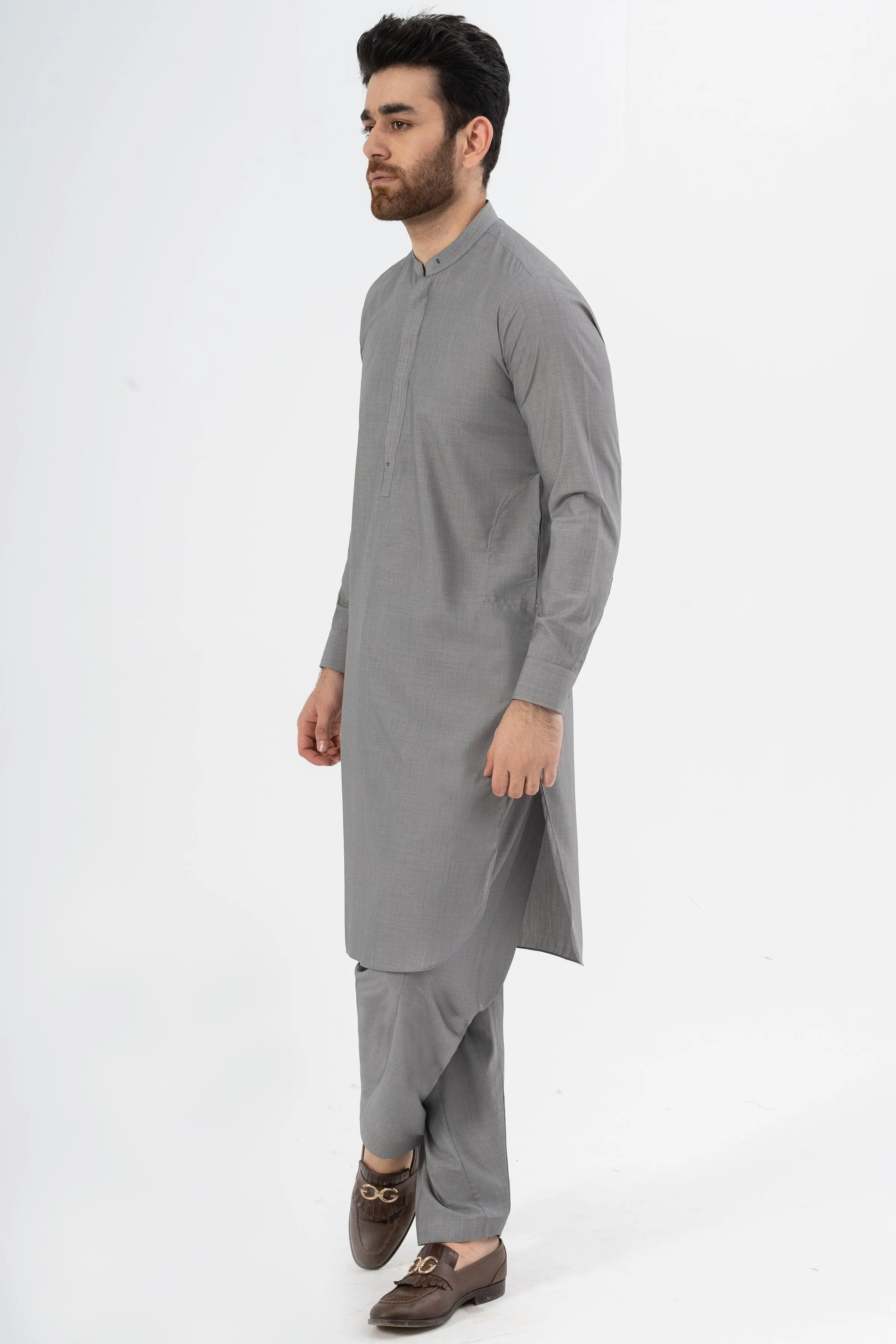 EXQUISITE TEXTURED SHALWAR KAMEEZ CARBON