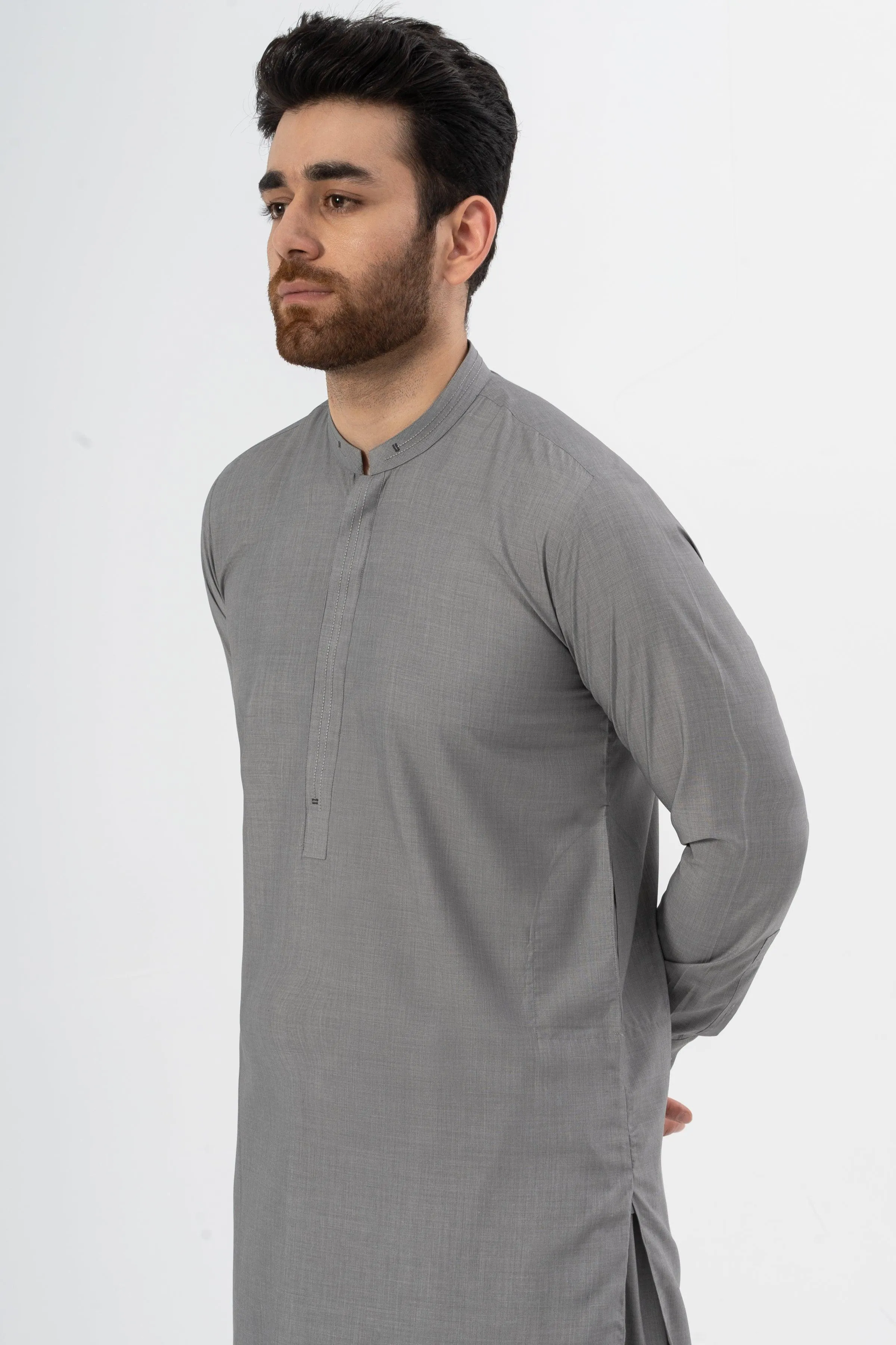 EXQUISITE TEXTURED SHALWAR KAMEEZ CARBON