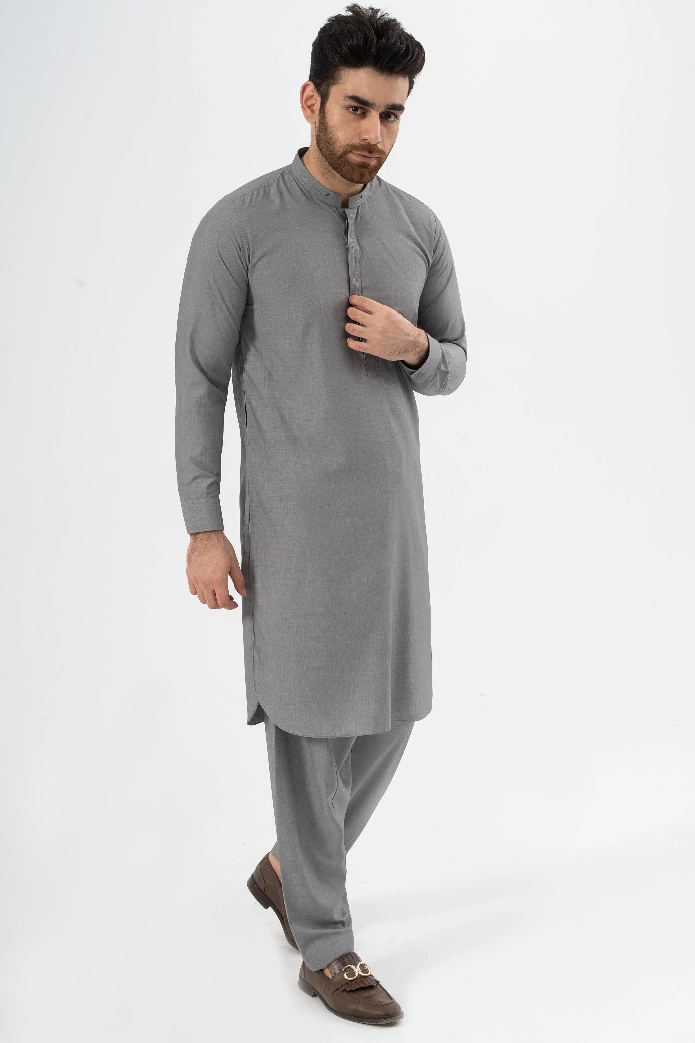 EXQUISITE TEXTURED SHALWAR KAMEEZ CARBON