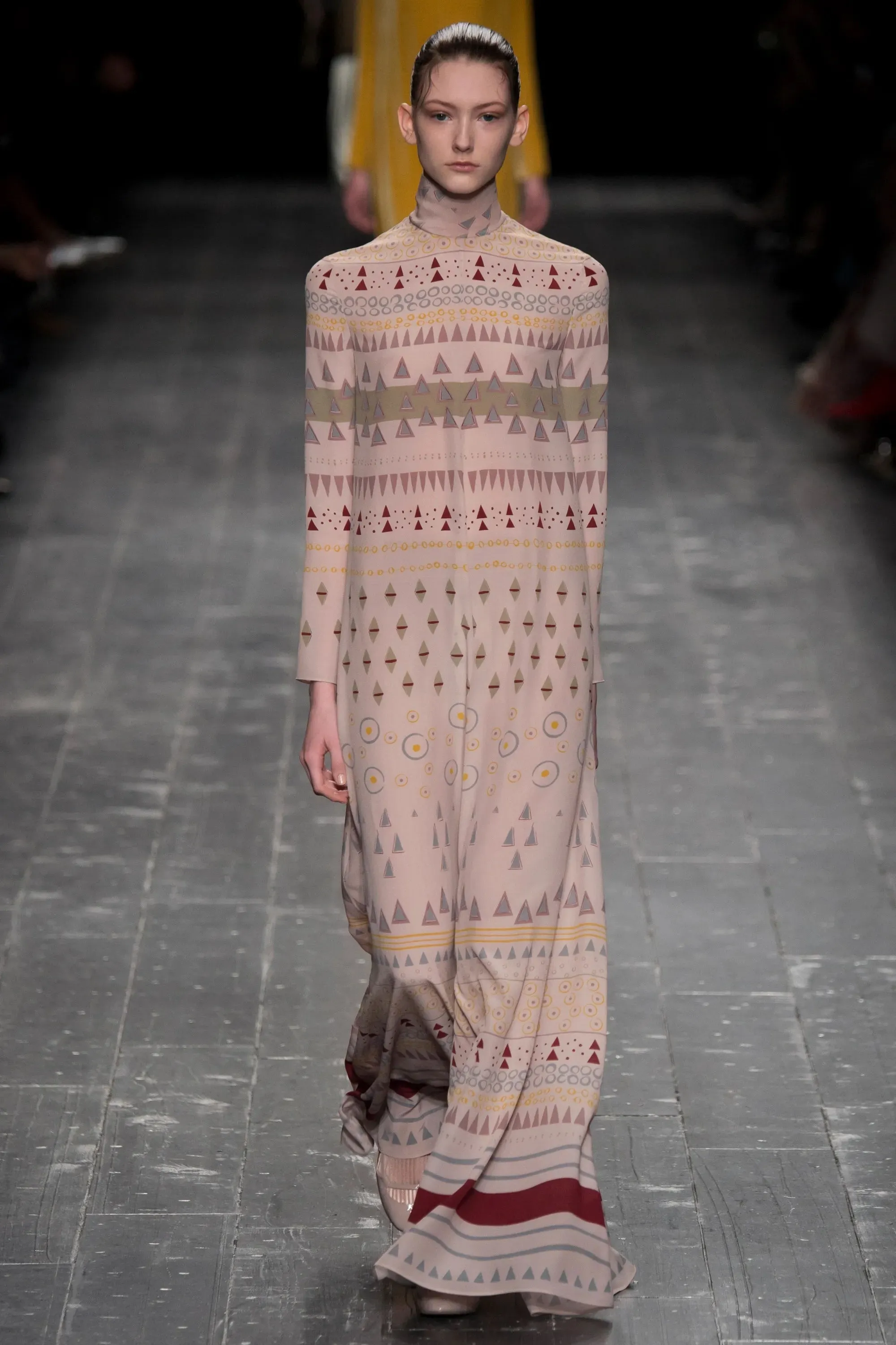 Fall 2016 Valentino by Pierpaolo Piccioli & Maria Grazia Chiuri Runway Look 26 Dusty Pink Printed Silk Dress
