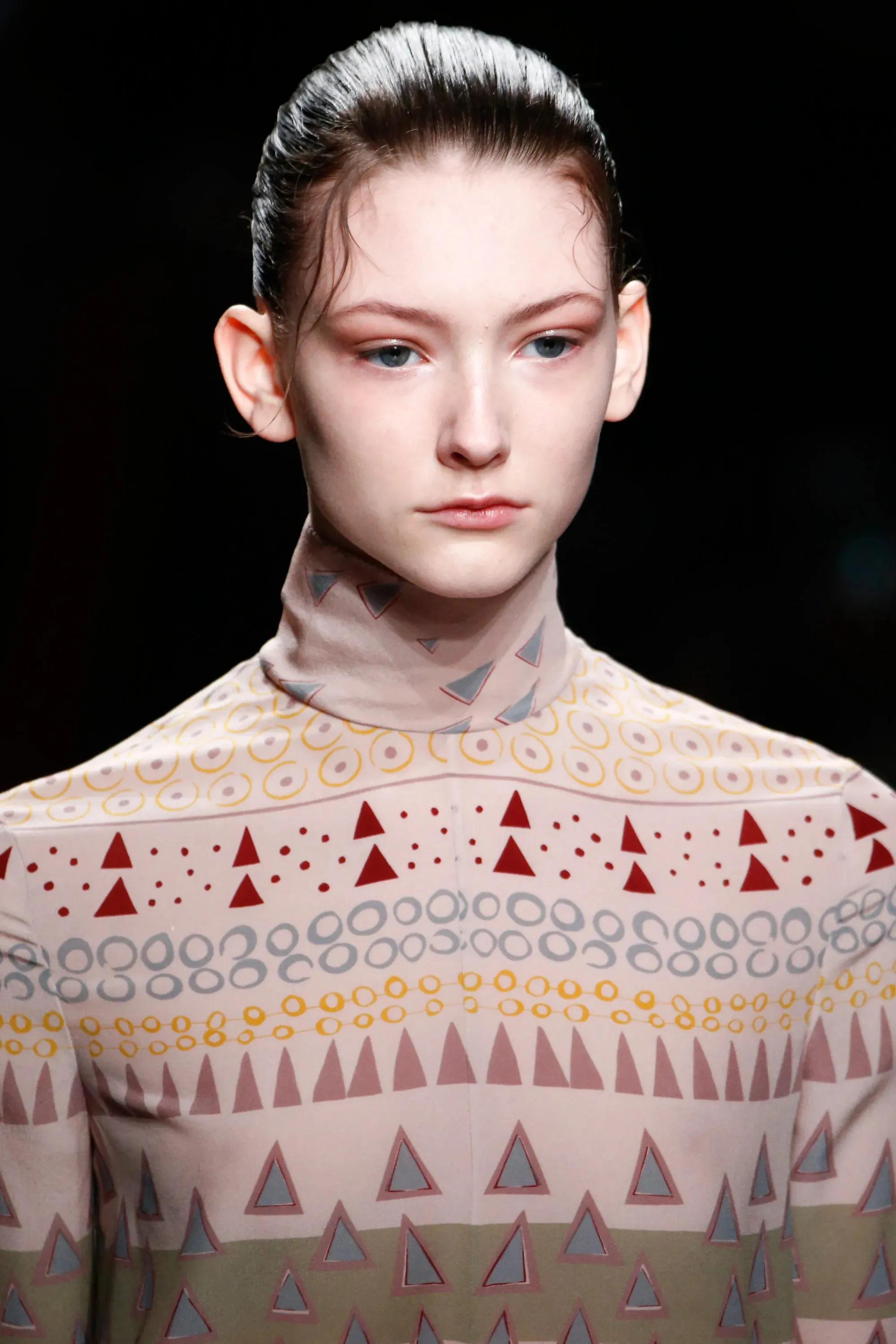 Fall 2016 Valentino by Pierpaolo Piccioli & Maria Grazia Chiuri Runway Look 26 Dusty Pink Printed Silk Dress