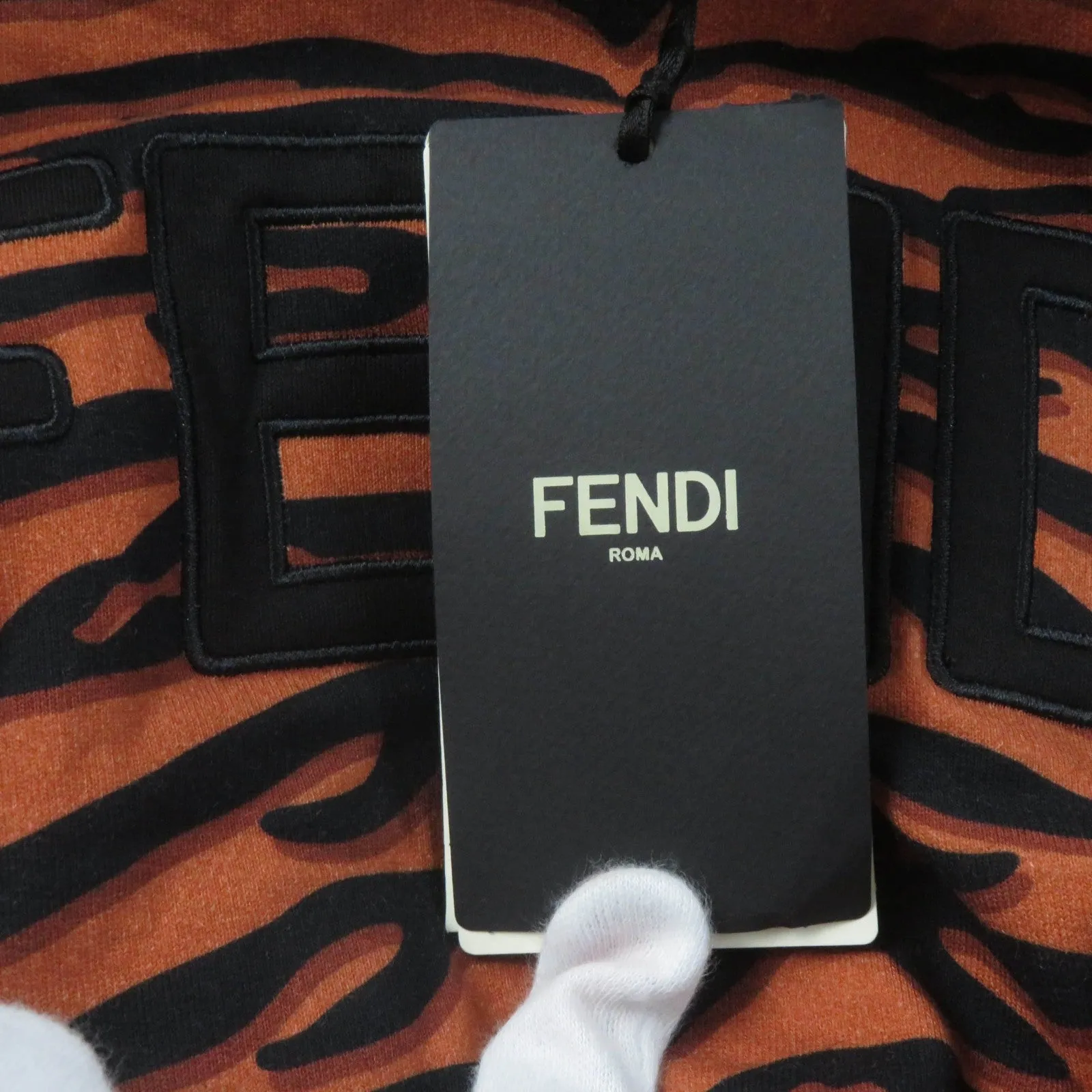 FENDI Hoodie FS7516 cotton Brown black XS