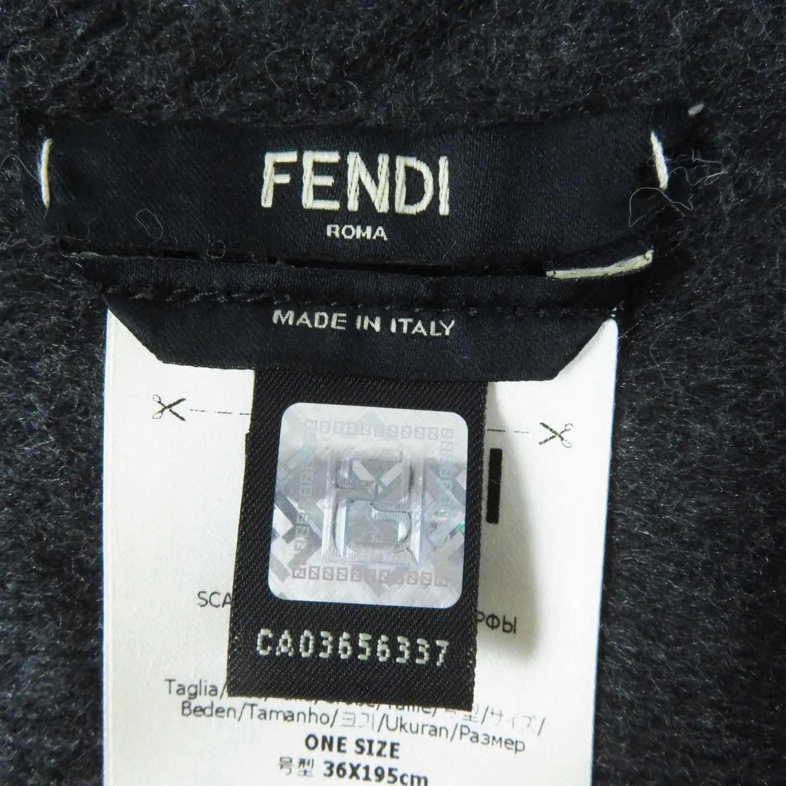 FENDI Scarf FVG480 origura Brown gray