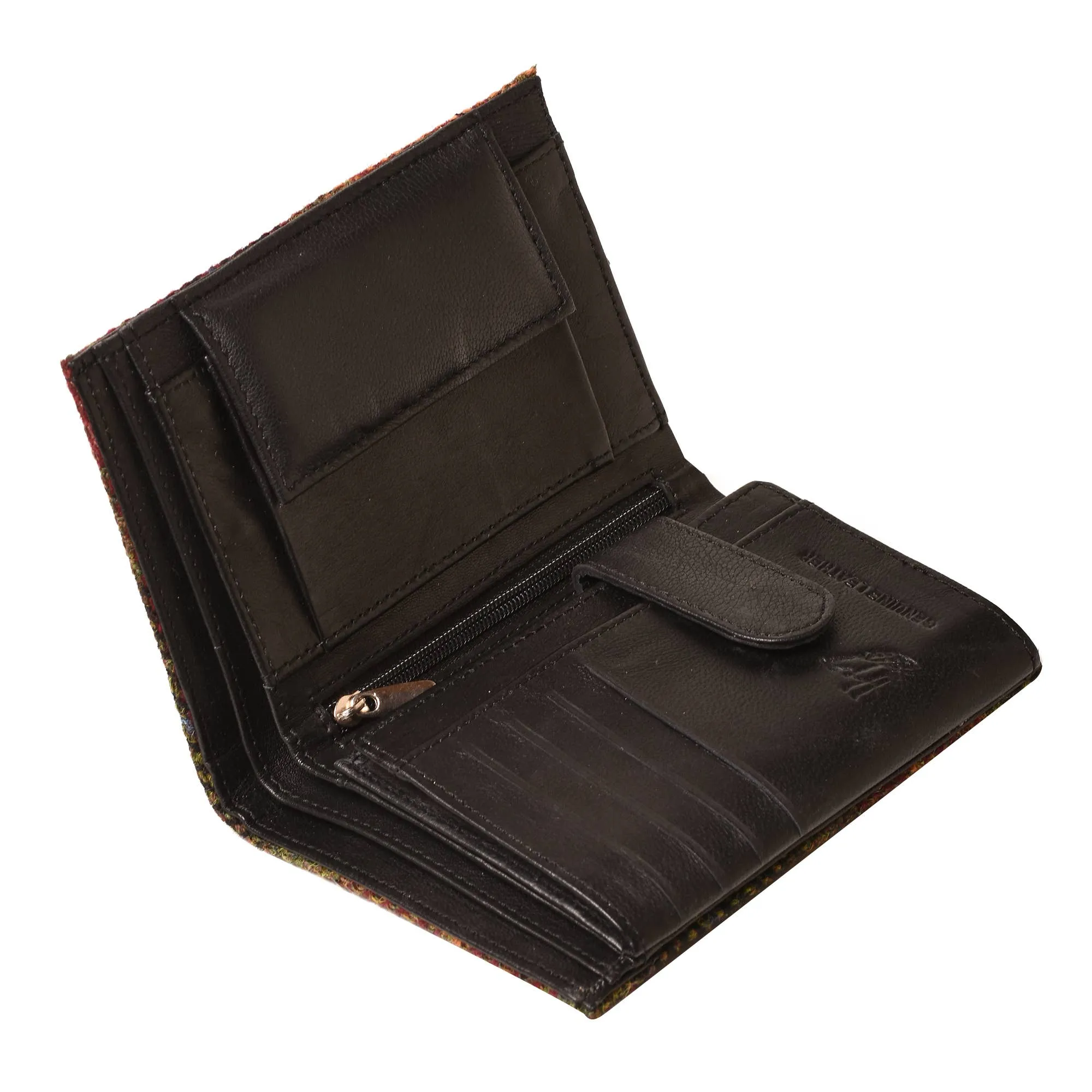 Harris Tweed Wallet Big Bifold Navy Blue