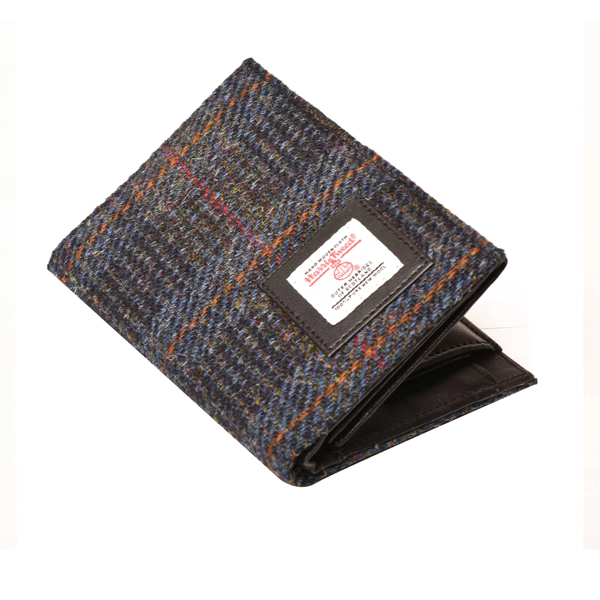 Harris Tweed Wallet Big Bifold Navy Blue