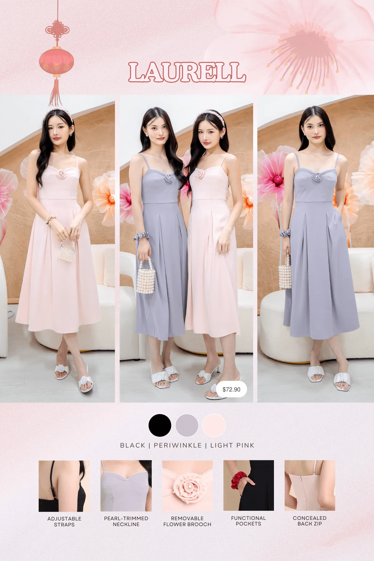 LAURELL EXQUISITE PEARL MAXI DRESS IN PERIWINKLE