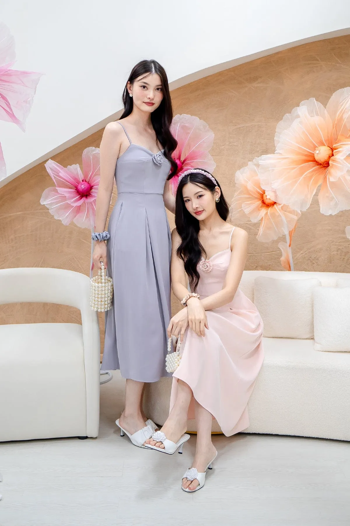 LAURELL EXQUISITE PEARL MAXI DRESS IN PERIWINKLE