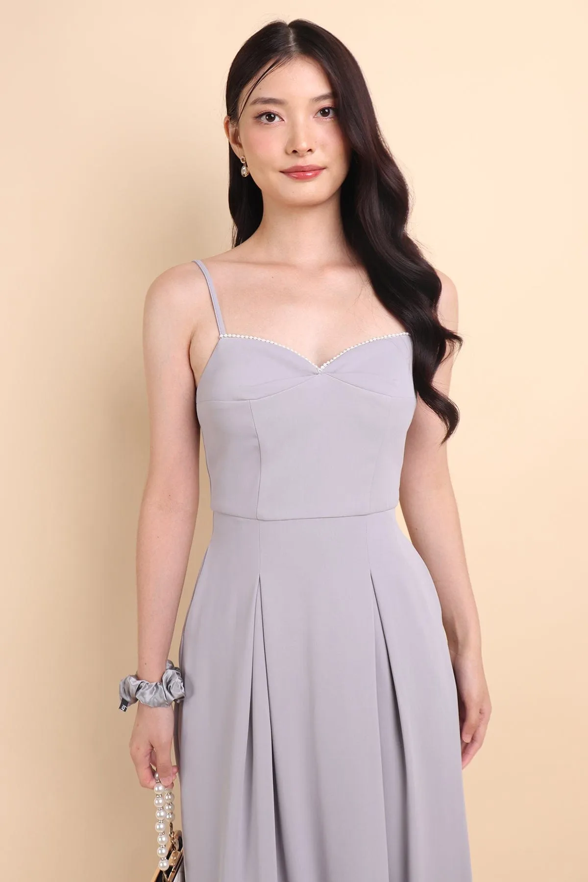 LAURELL EXQUISITE PEARL MAXI DRESS IN PERIWINKLE