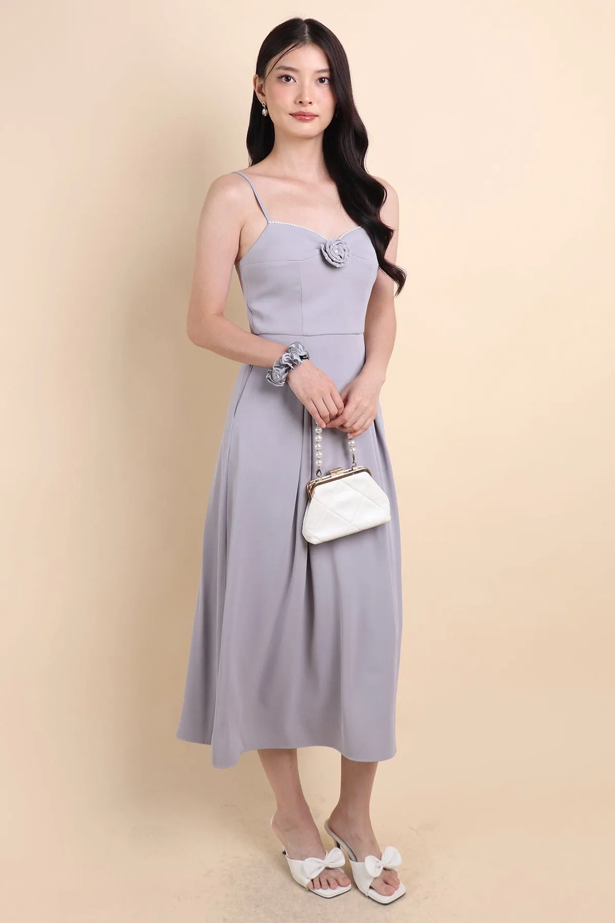 LAURELL EXQUISITE PEARL MAXI DRESS IN PERIWINKLE