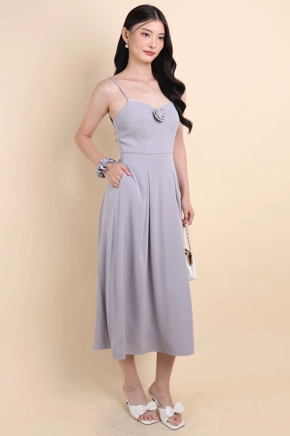 LAURELL EXQUISITE PEARL MAXI DRESS IN PERIWINKLE