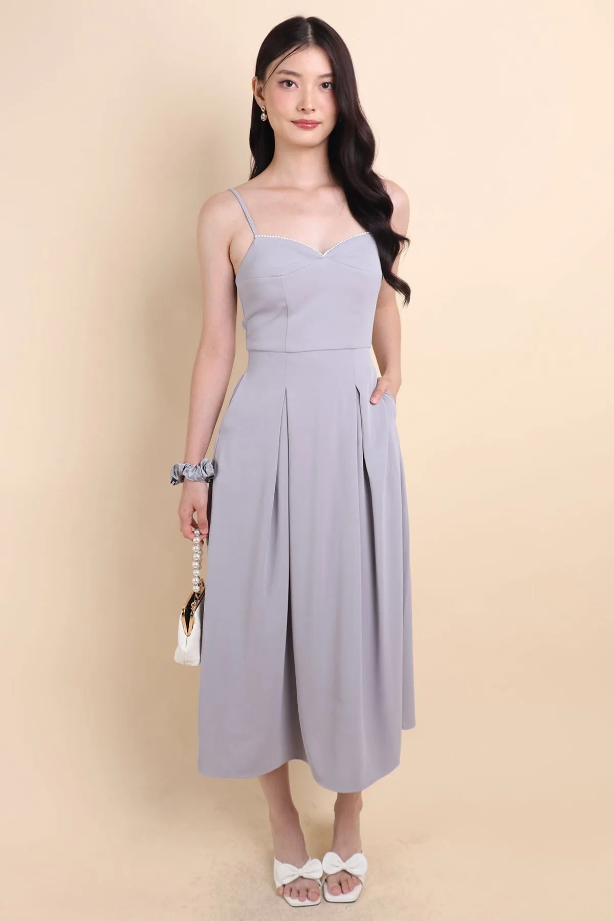 LAURELL EXQUISITE PEARL MAXI DRESS IN PERIWINKLE