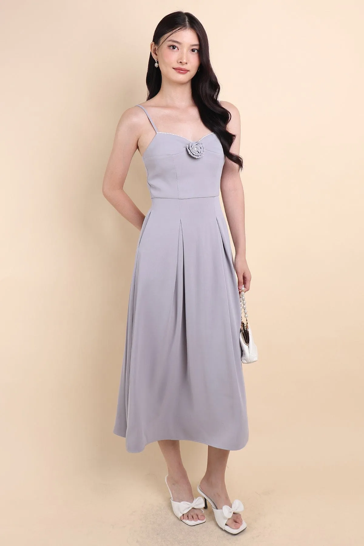 LAURELL EXQUISITE PEARL MAXI DRESS IN PERIWINKLE