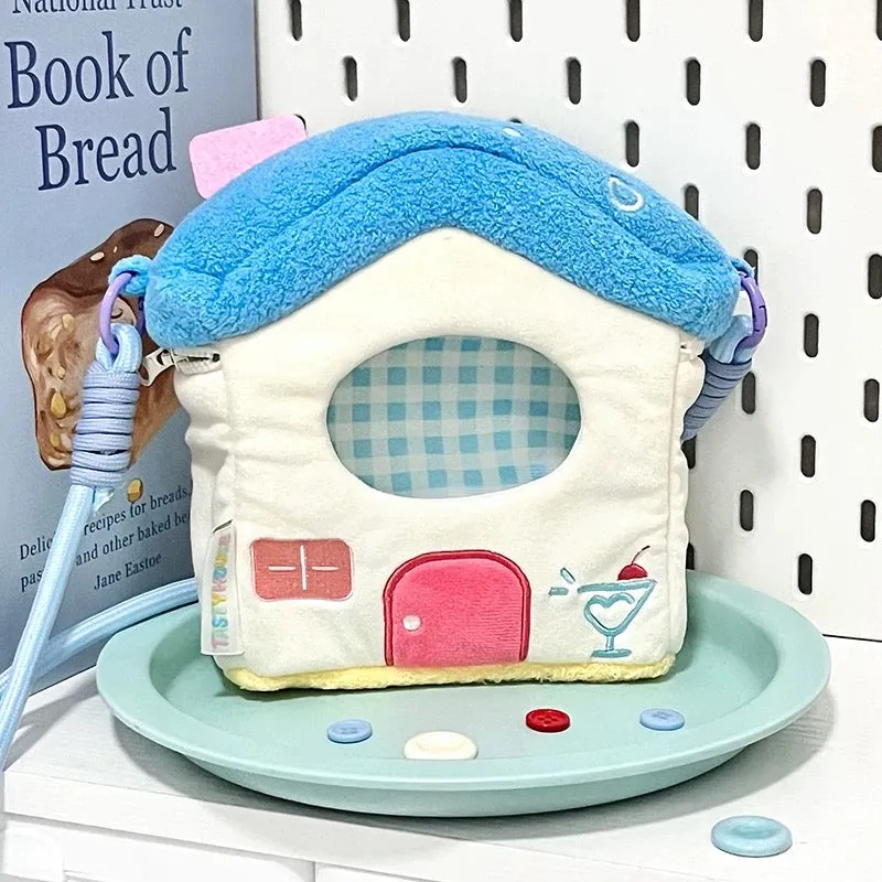 Lovely House Shape Plush Bag Itabag Shoulder Bag | Blue Yellow Pink Green - Can Put in Dolls and Phone and little stuffs Kawaii Style