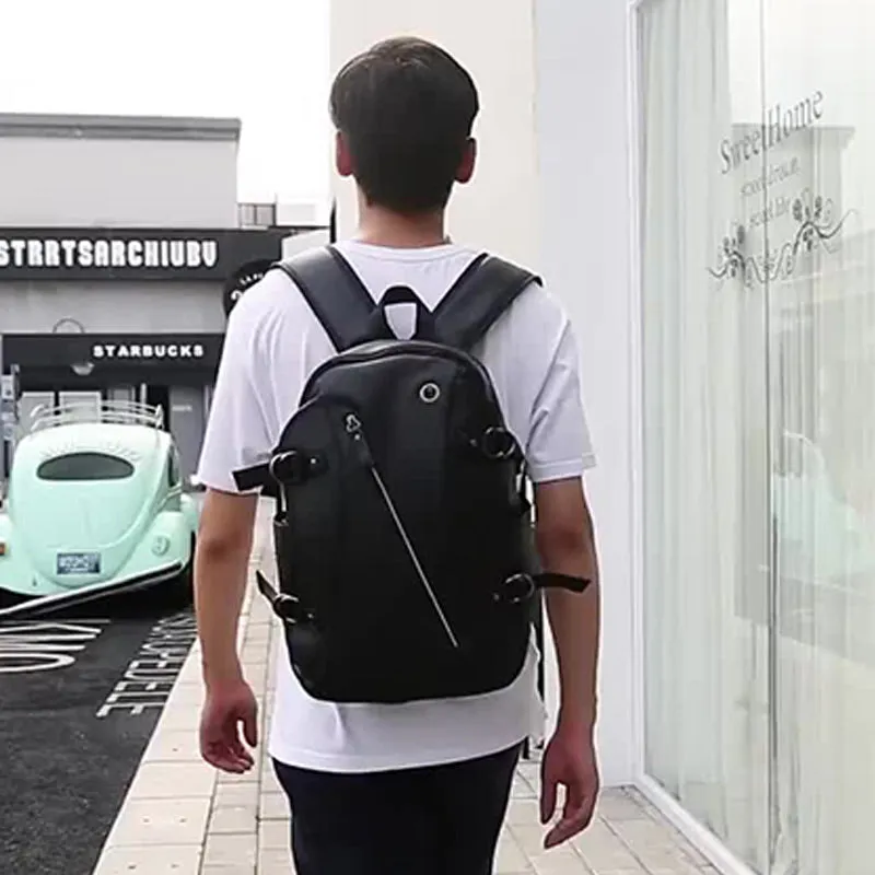 Multifunctional Anti-theft Large Capacity Leather Backpack With USB Charging Port
