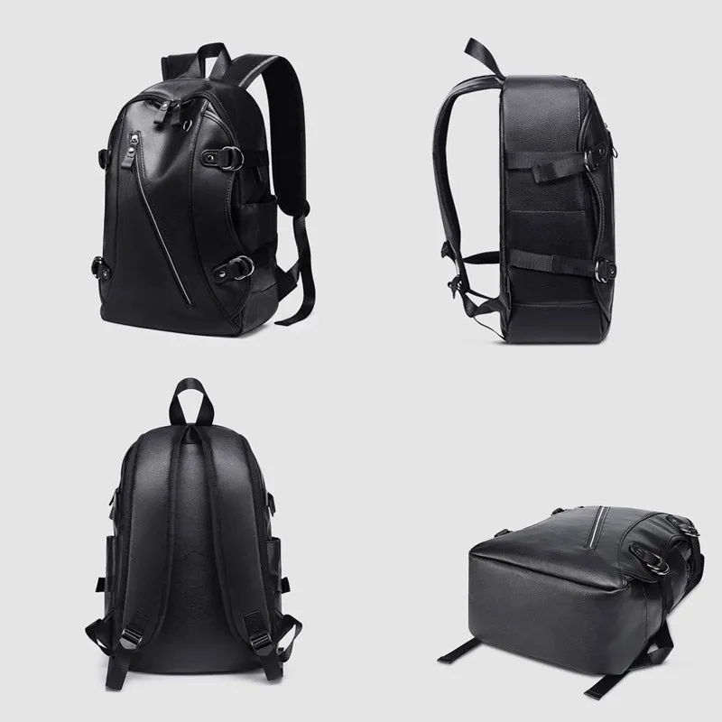 Multifunctional Anti-theft Large Capacity Leather Backpack With USB Charging Port