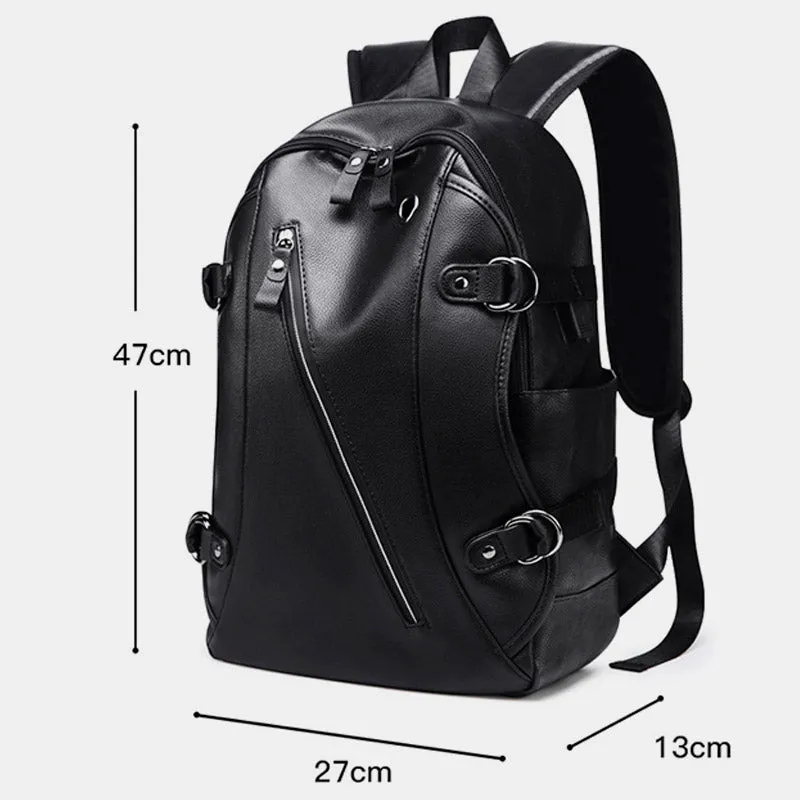 Multifunctional Anti-theft Large Capacity Leather Backpack With USB Charging Port