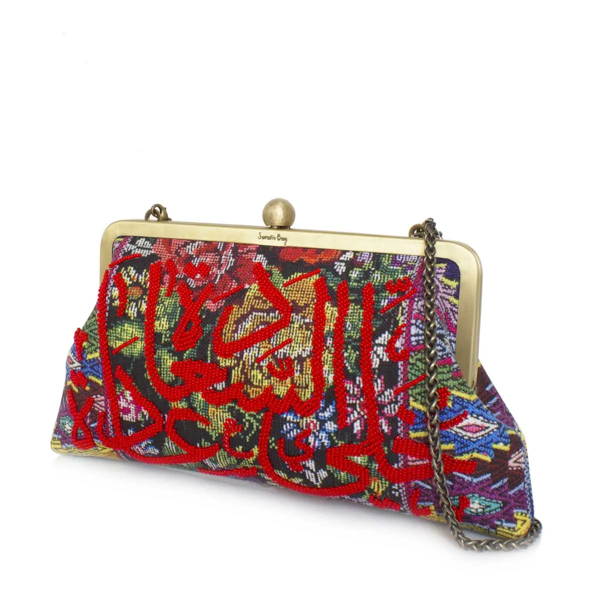 RED CALLIGRAPHY ON FLORAL CLASSIC BAG