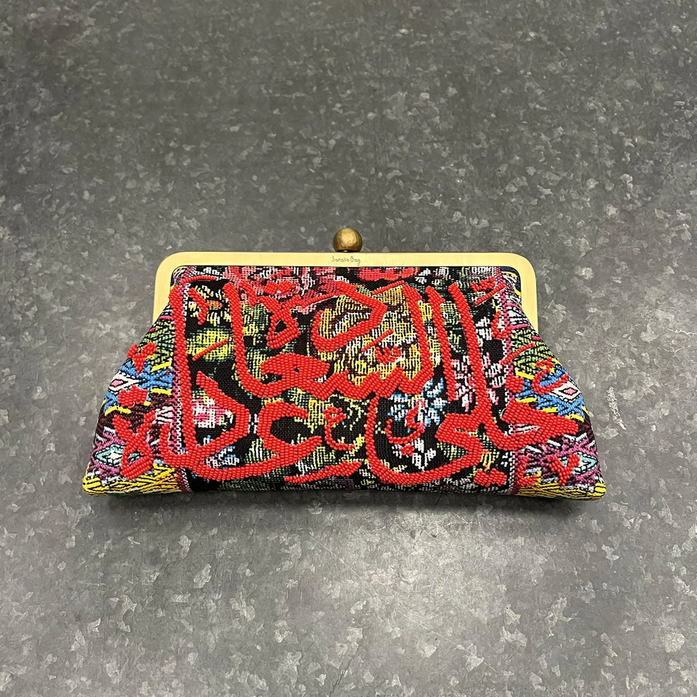 RED CALLIGRAPHY ON FLORAL CLASSIC BAG
